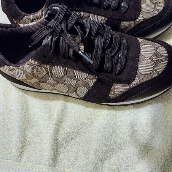 COACH SIGNATURE SNEAKERS BROWN SIZE 10 - Picture 4 of 16